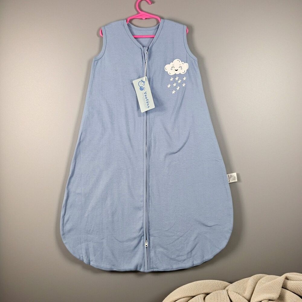 NEW YooFoss Baby Sleep Sack 12-18 MO Blue Cloud Print 100% Cotton Natural Fiber